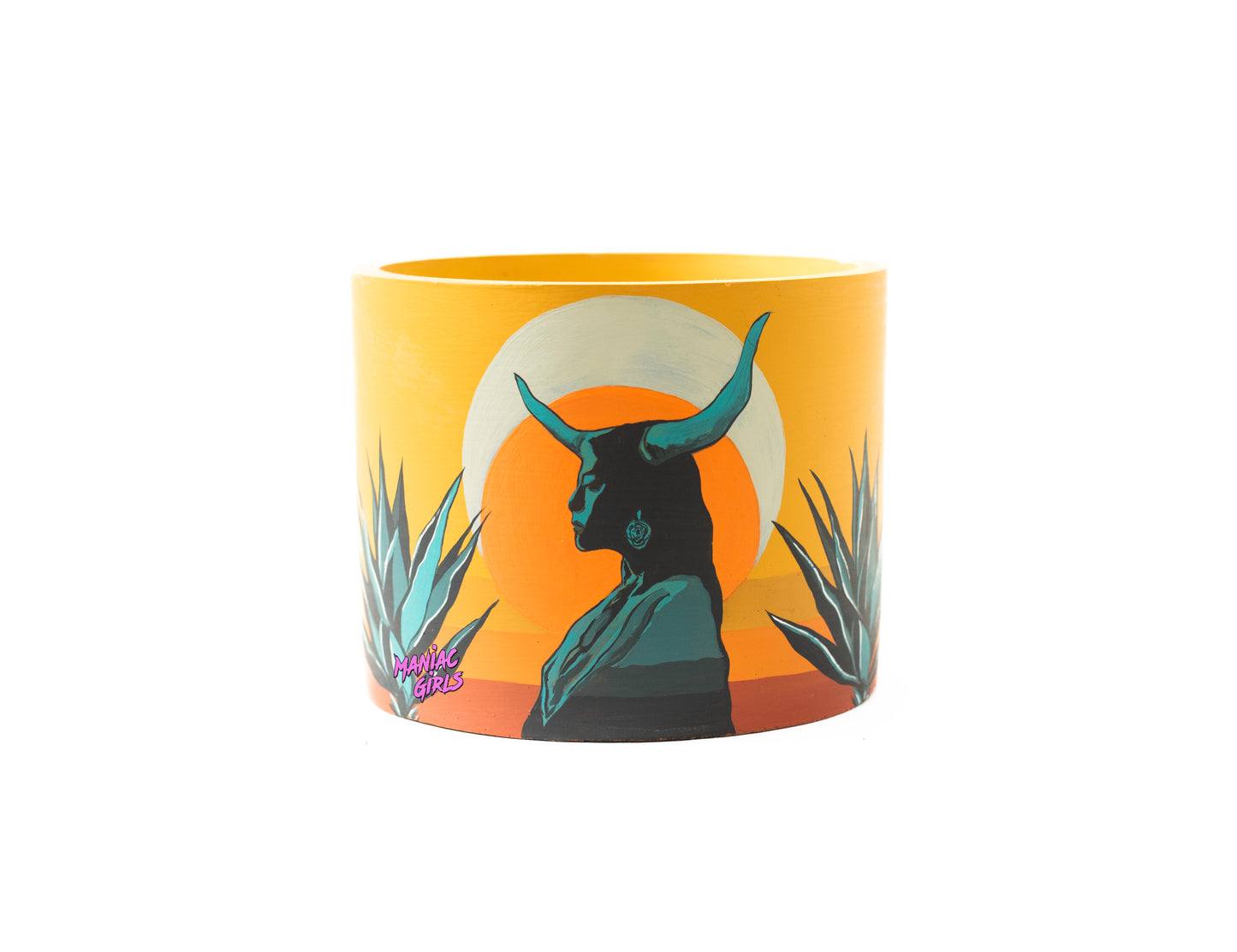 Crescent Moon Concrete Pot