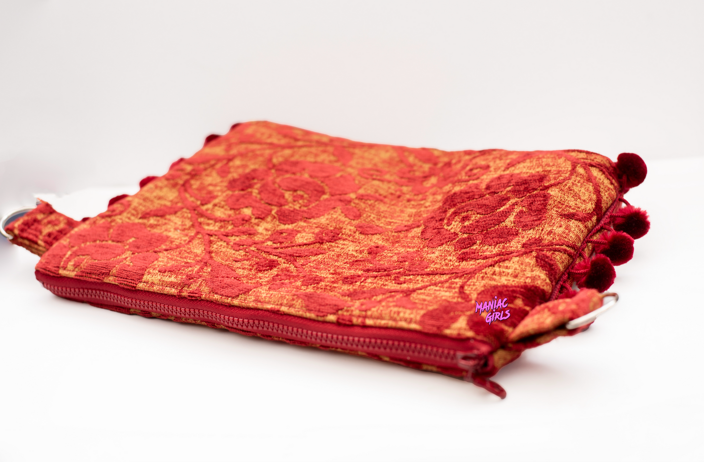 Red Vintage Flower Crossbody Clutch