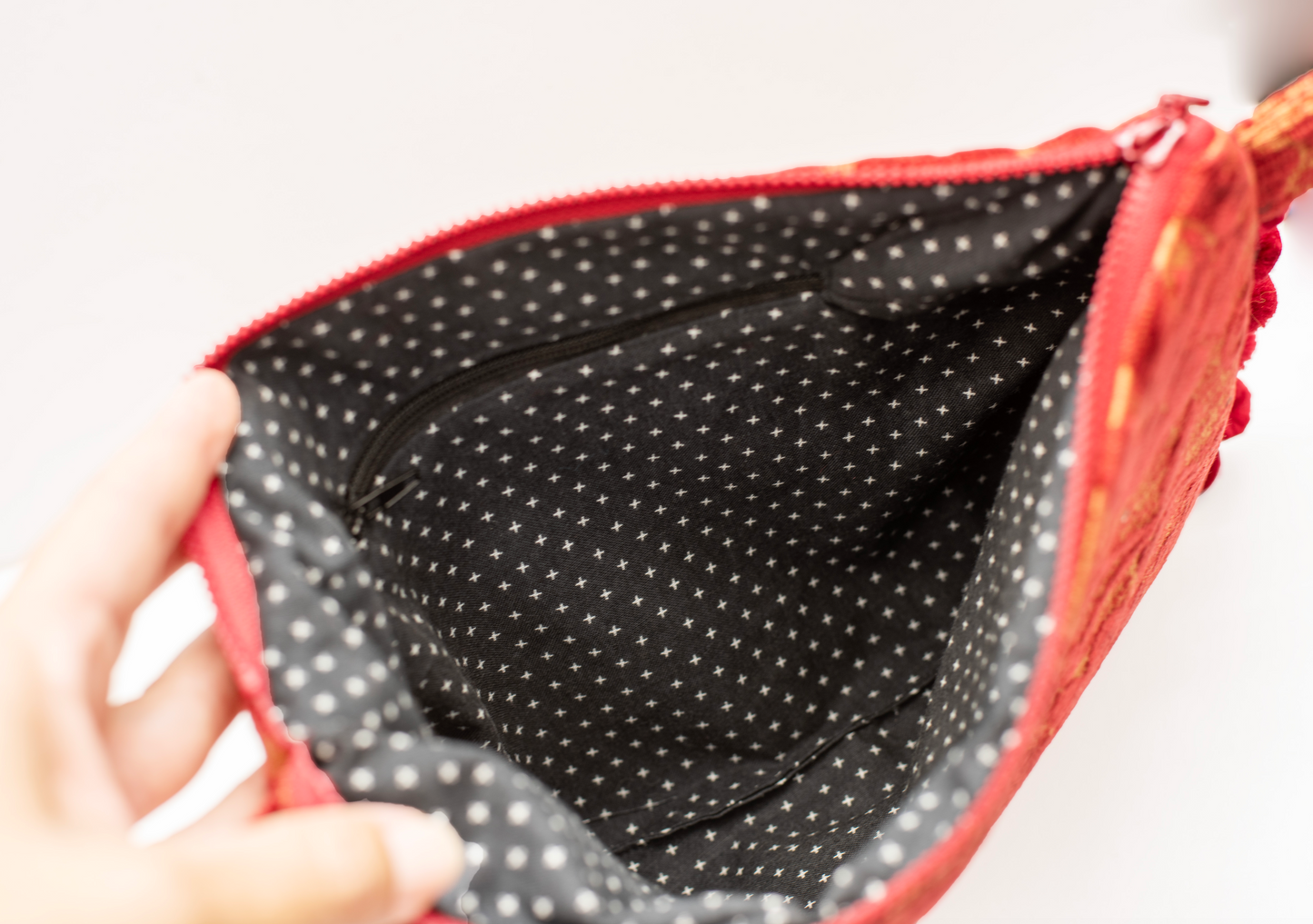 Red Vintage Flower Crossbody Clutch