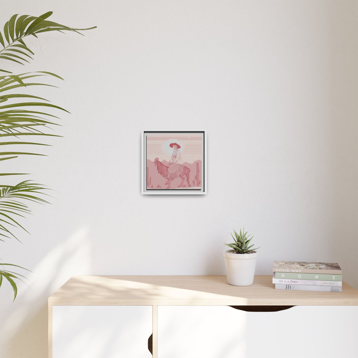 Cock Rider #2 Matte Canvas, Framed in White