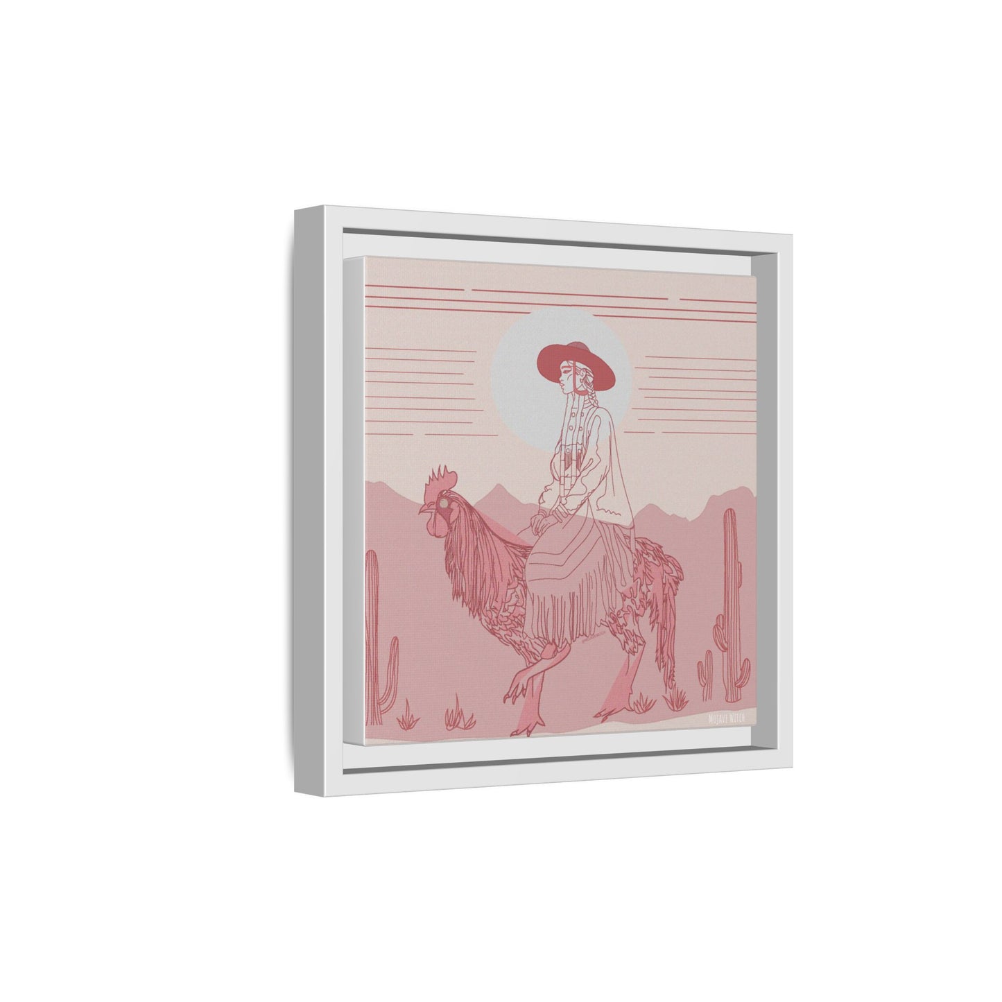 Cock Rider #2 Matte Canvas, Framed in White