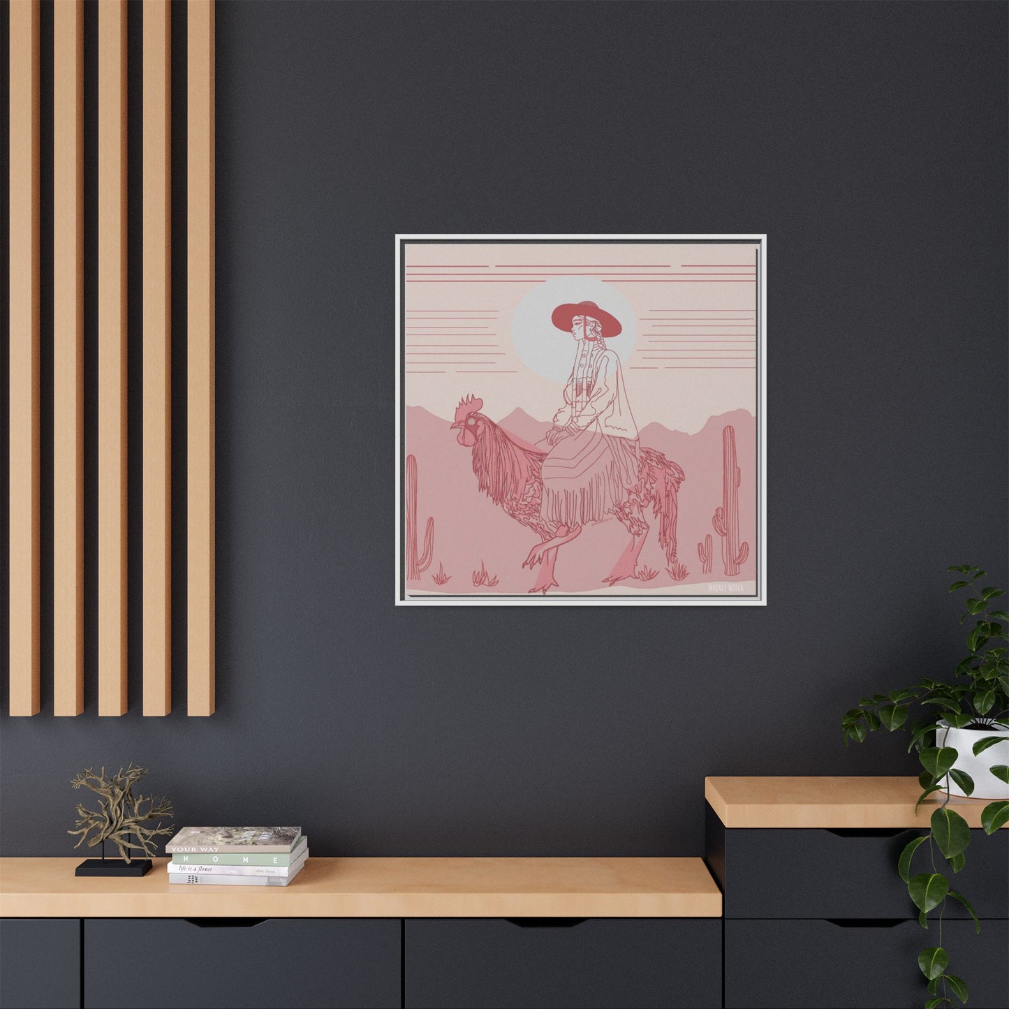 Cock Rider #2 Matte Canvas, Framed in White