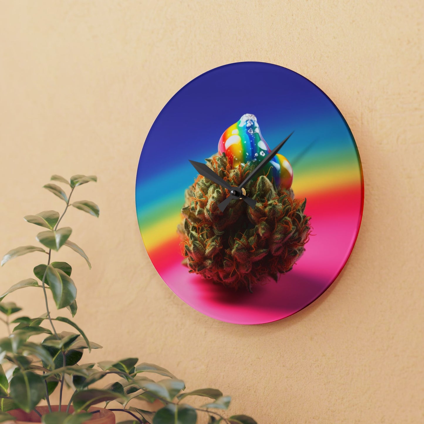 LGBTQIA Weed Clock Acrylic Wall Clock