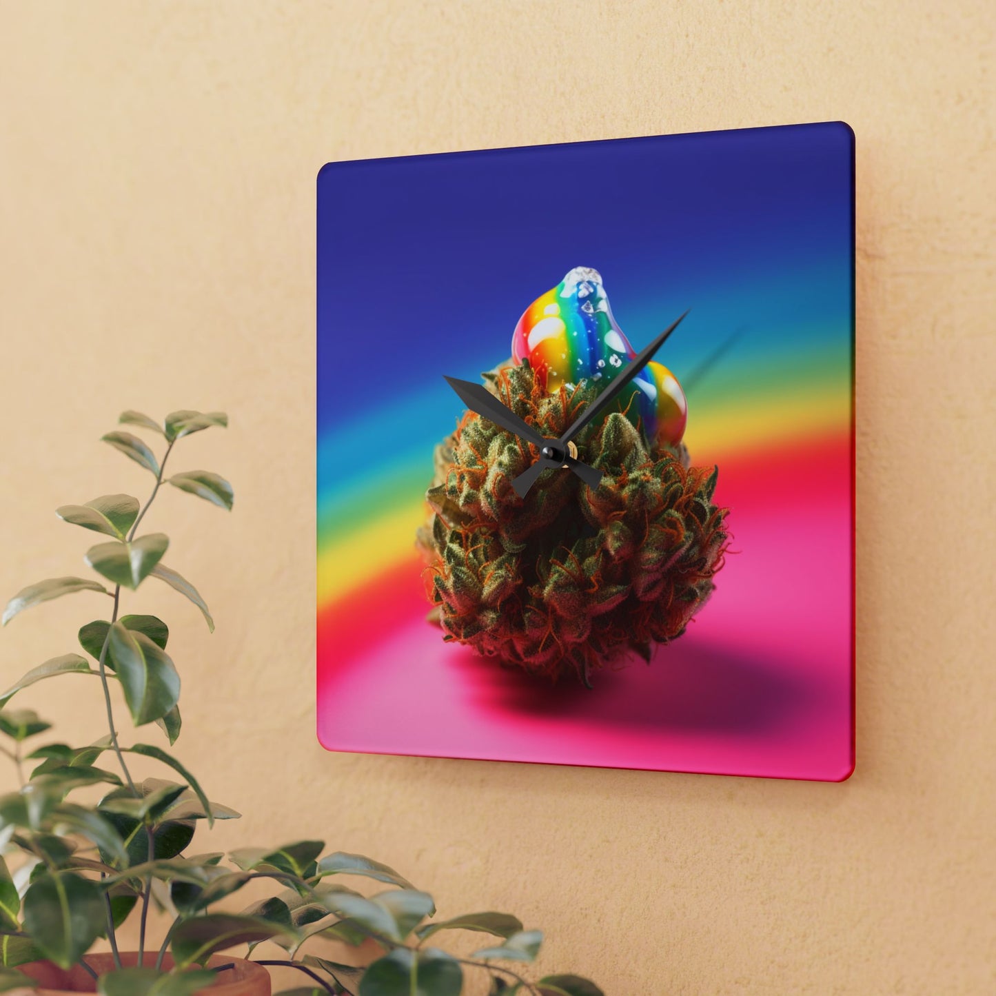 LGBTQIA Weed Clock Acrylic Wall Clock