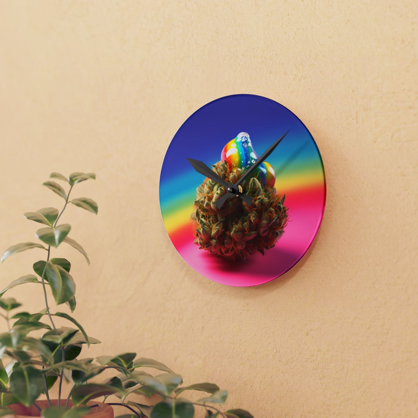 LGBTQIA Weed Clock Acrylic Wall Clock