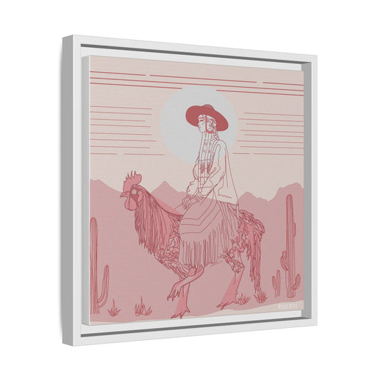Cock Rider #2 Matte Canvas, Framed in White