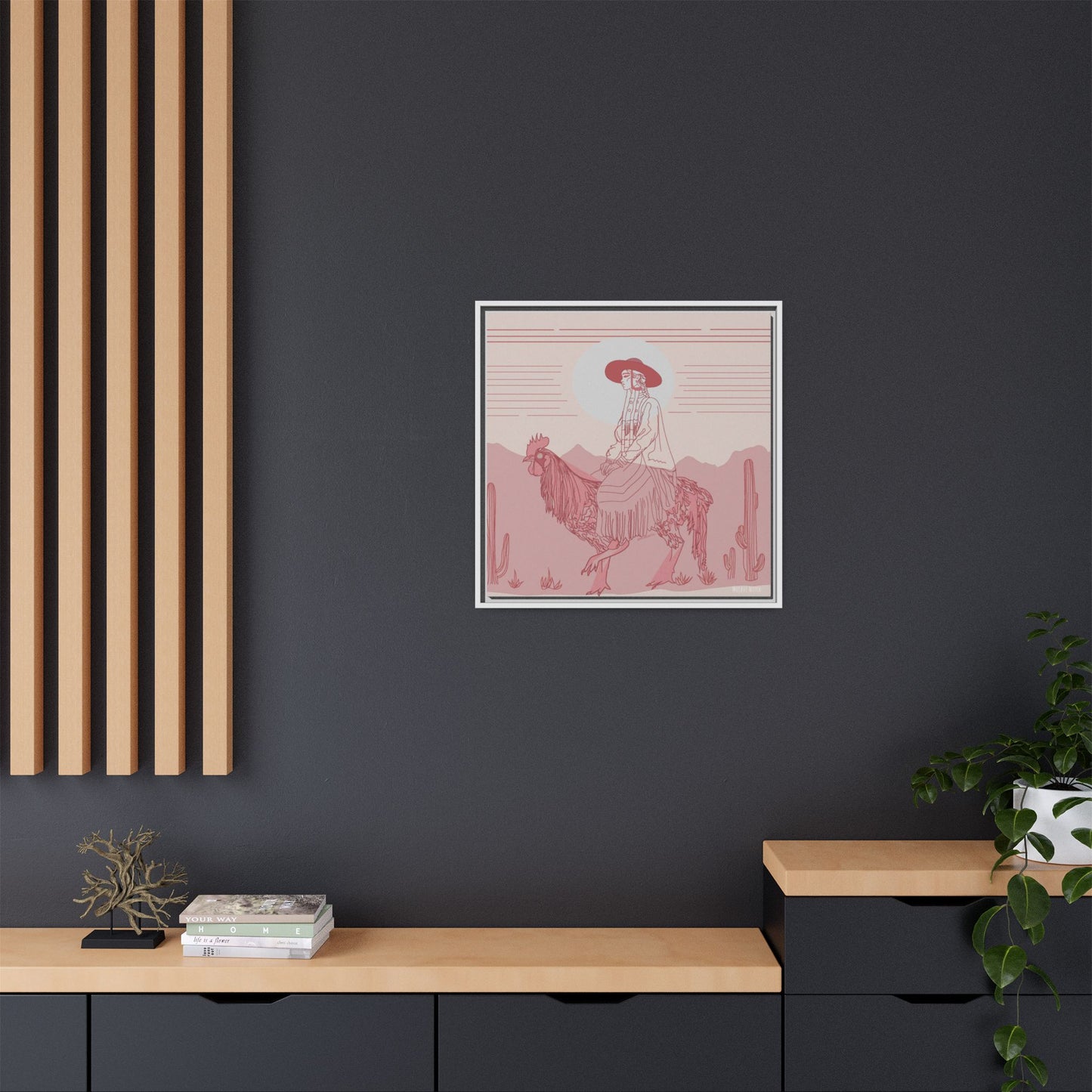 Cock Rider #2 Matte Canvas, Framed in White