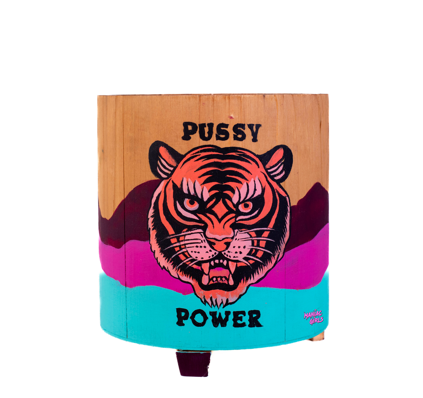 Pussy Power Wooden Pot