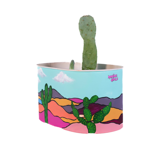 Upcycled Cactus Tin Pot