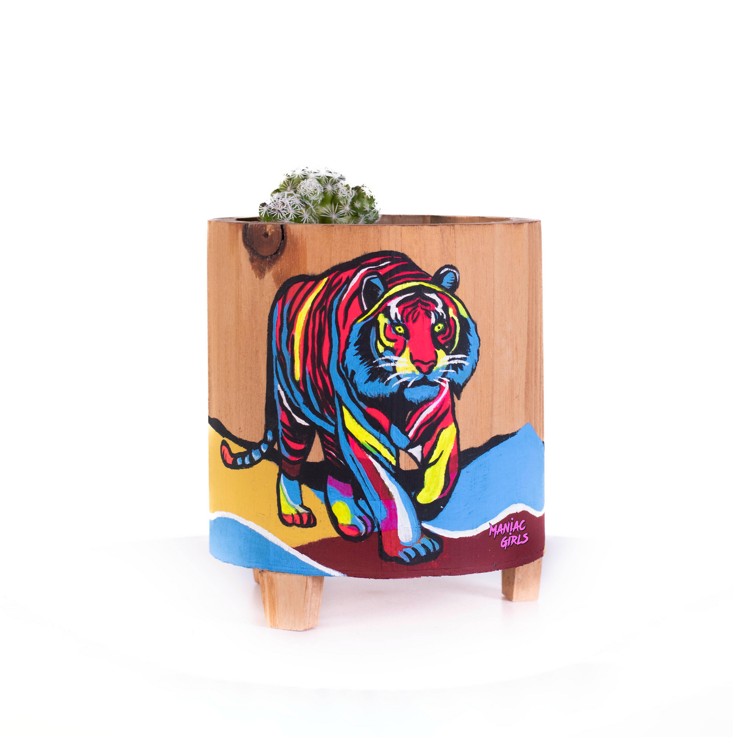 Tiger Wooden Pot