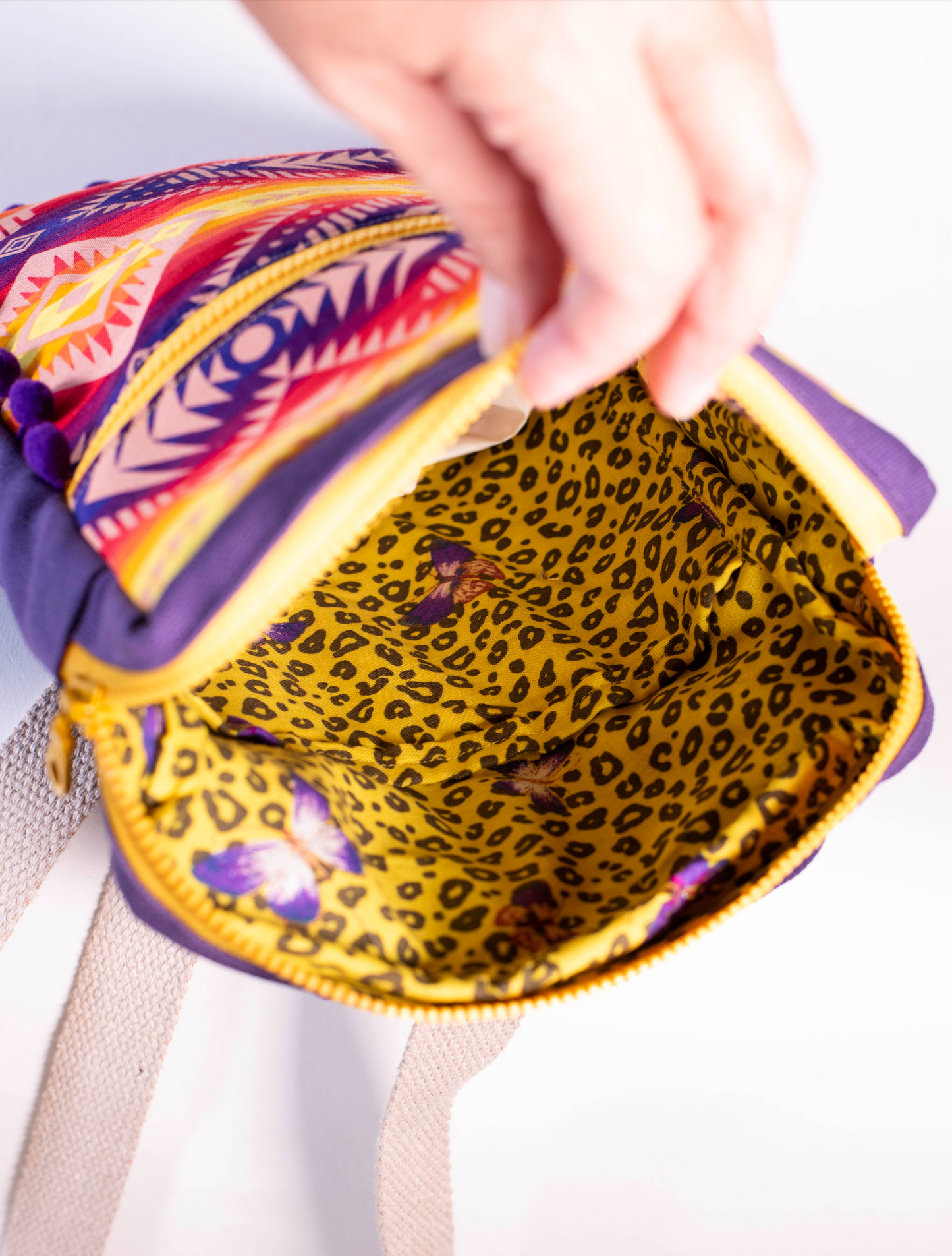 Yellow & Purple Aztec Large Slingbag