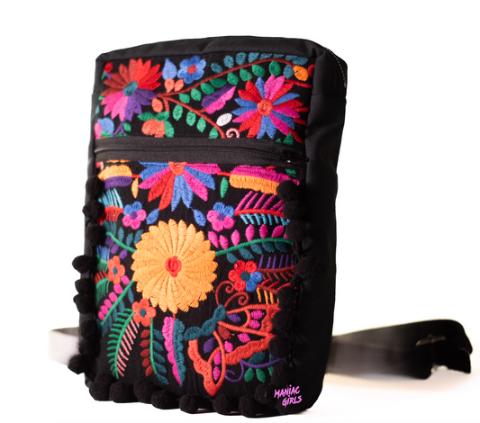 Latina Black Large Slingbag Black Pom Pom