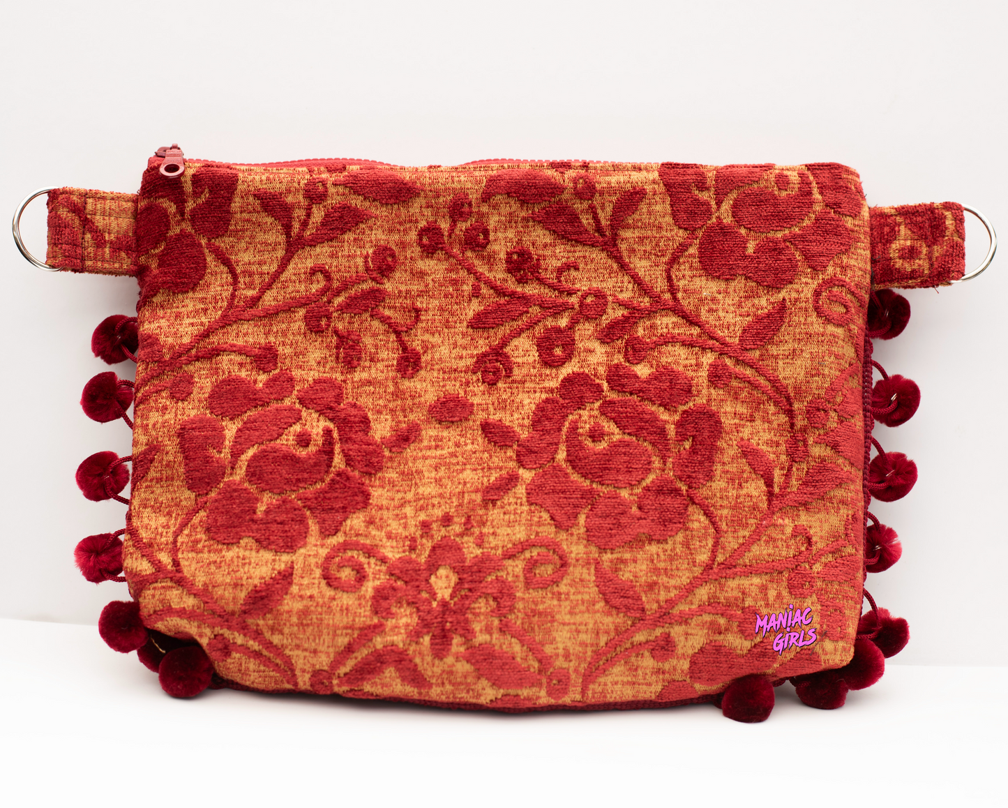 Red Vintage Flower Crossbody Clutch